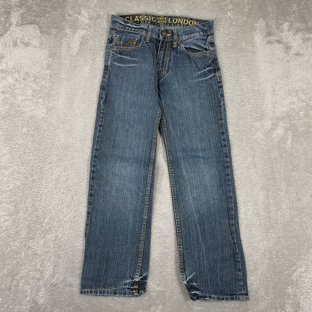 Pepe Jeans London Straight‎ Leg Jeans Boys Size 10 Blue Classic London Y2K Denim